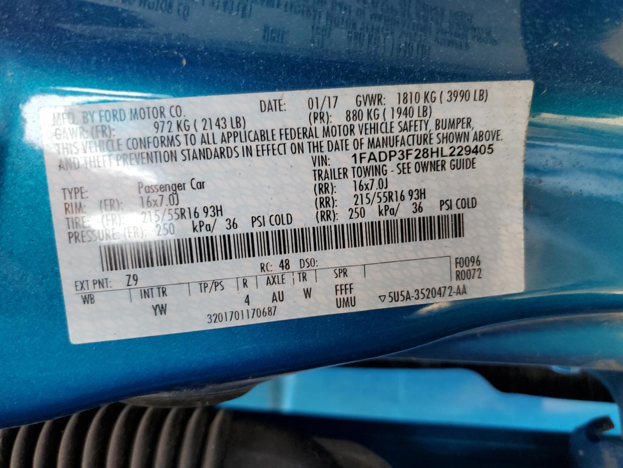 Photo 11 VIN: 1FADP3F28HL229405 - FORD FOCUS 