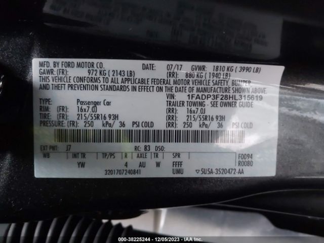 Photo 8 VIN: 1FADP3F28HL315619 - FORD FOCUS 