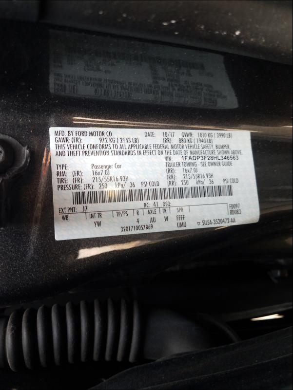 Photo 9 VIN: 1FADP3F28HL346563 - FORD FOCUS SE 