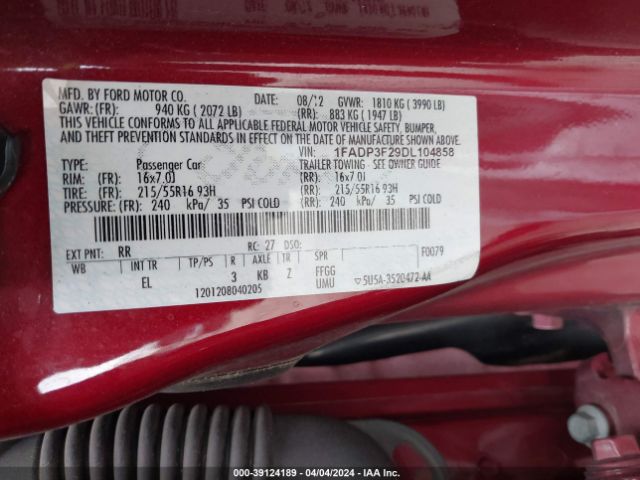 Photo 8 VIN: 1FADP3F29DL104858 - FORD FOCUS 