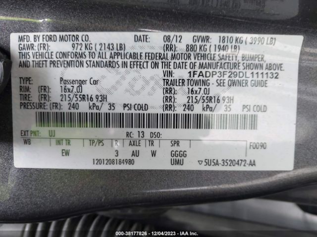 Photo 8 VIN: 1FADP3F29DL111132 - FORD FOCUS 