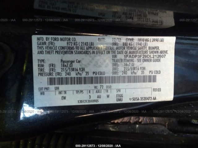 Photo 8 VIN: 1FADP3F29DL212607 - FORD FOCUS 