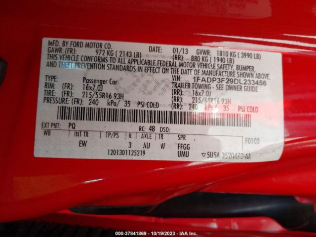 Photo 8 VIN: 1FADP3F29DL233456 - FORD FOCUS 