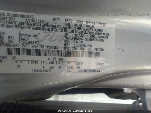 Photo 8 VIN: 1FADP3F29DL259409 - FORD FOCUS 