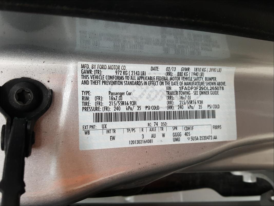 Photo 9 VIN: 1FADP3F29DL265078 - FORD FOCUS SE 