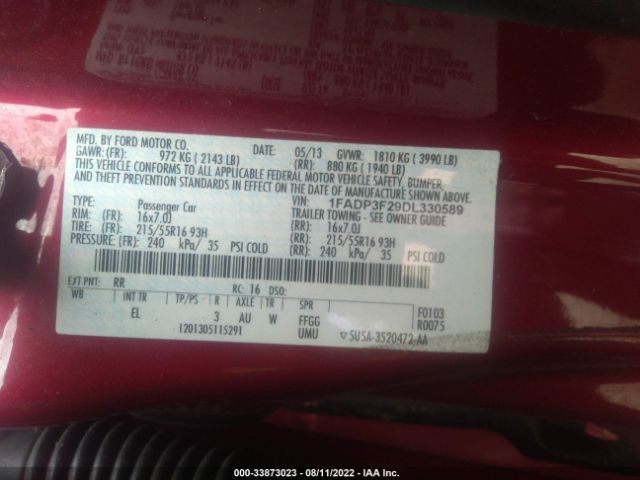 Photo 8 VIN: 1FADP3F29DL330589 - FORD FOCUS 