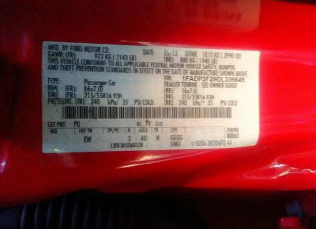 Photo 8 VIN: 1FADP3F29DL336845 - FORD FOCUS 