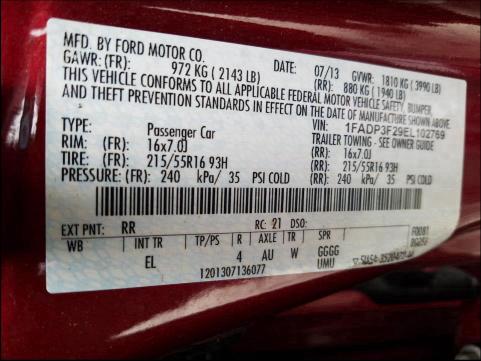 Photo 9 VIN: 1FADP3F29EL102769 - FORD FOCUS SE 