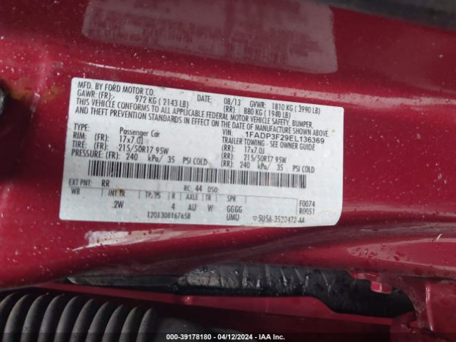 Photo 8 VIN: 1FADP3F29EL136369 - FORD FOCUS 