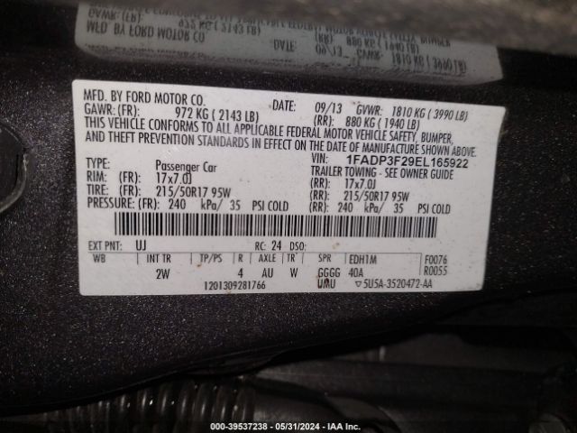 Photo 8 VIN: 1FADP3F29EL165922 - FORD FOCUS 