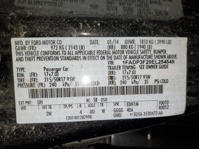 Photo 9 VIN: 1FADP3F29EL254549 - FORD FOCUS SE 