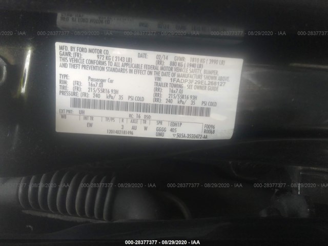 Photo 8 VIN: 1FADP3F29EL268127 - FORD FOCUS 