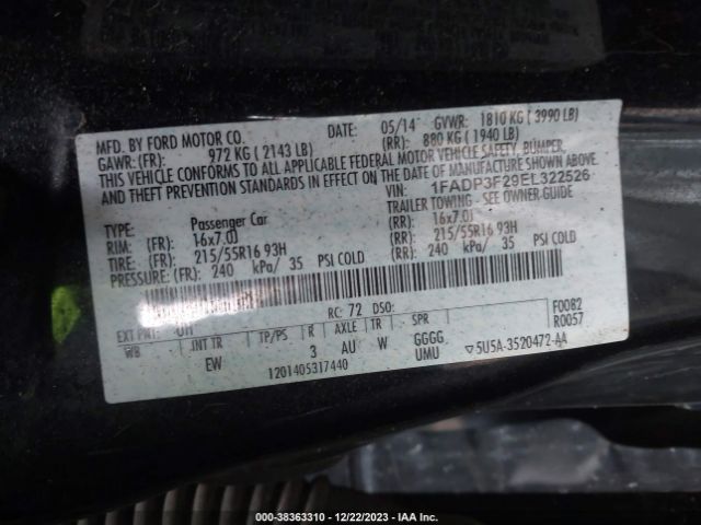 Photo 8 VIN: 1FADP3F29EL322526 - FORD FOCUS 