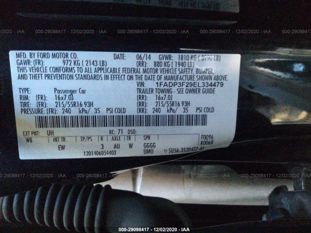 Photo 8 VIN: 1FADP3F29EL334479 - FORD FOCUS 