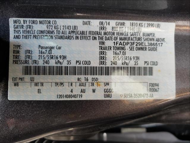 Photo 9 VIN: 1FADP3F29EL386517 - FORD FOCUS 