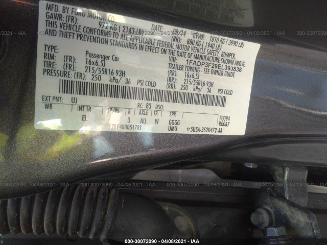 Photo 8 VIN: 1FADP3F29EL393838 - FORD FOCUS 