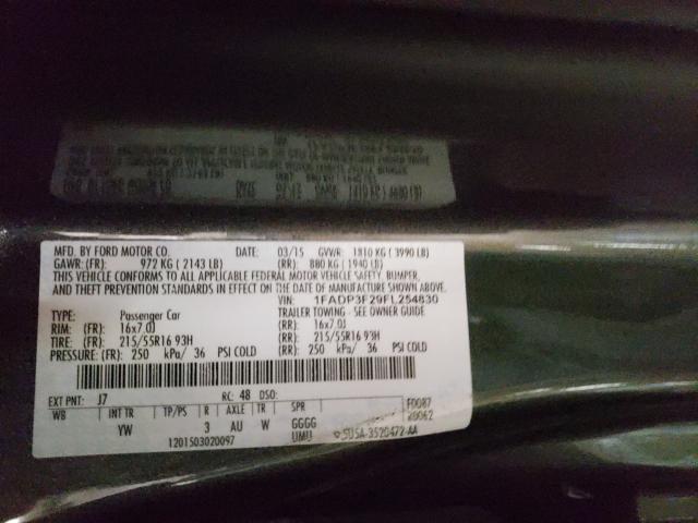 Photo 9 VIN: 1FADP3F29FL254830 - FORD FOCUS SE 