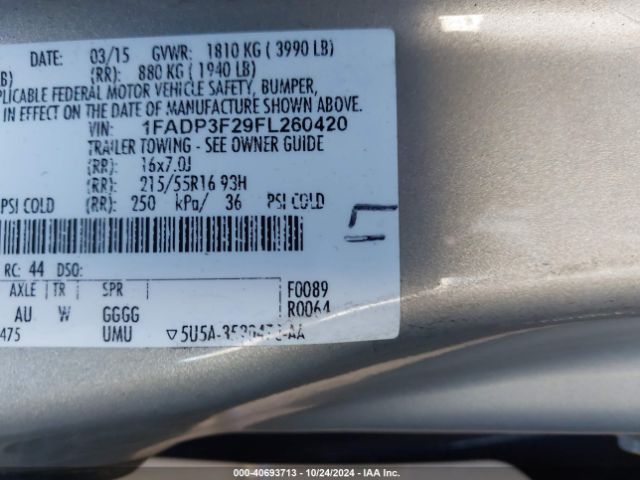 Photo 8 VIN: 1FADP3F29FL260420 - FORD FOCUS 