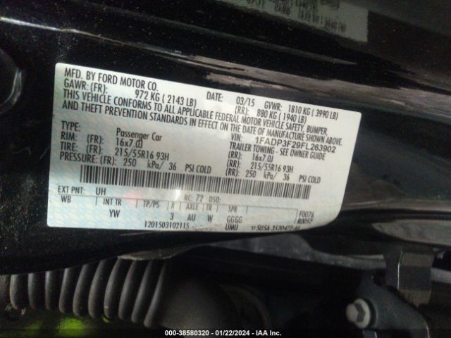 Photo 8 VIN: 1FADP3F29FL263902 - FORD FOCUS 