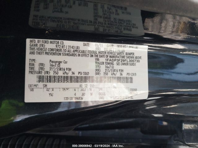 Photo 8 VIN: 1FADP3F29FL305730 - FORD FOCUS 