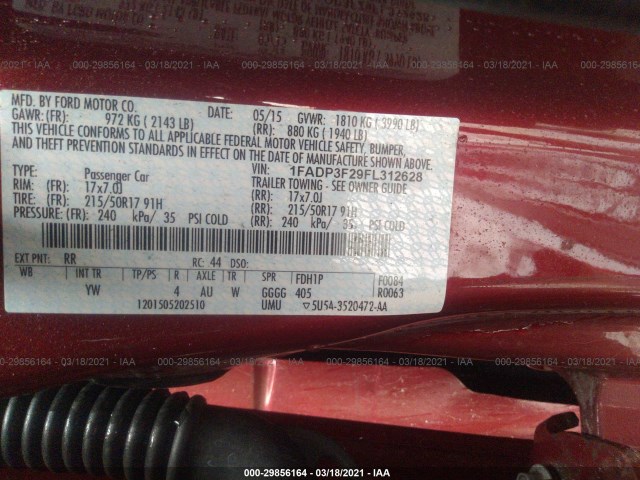 Photo 8 VIN: 1FADP3F29FL312628 - FORD FOCUS 