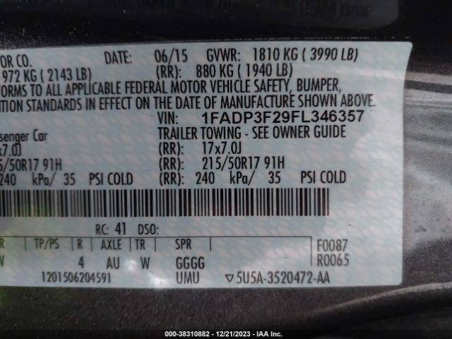 Photo 8 VIN: 1FADP3F29FL346357 - FORD FOCUS 