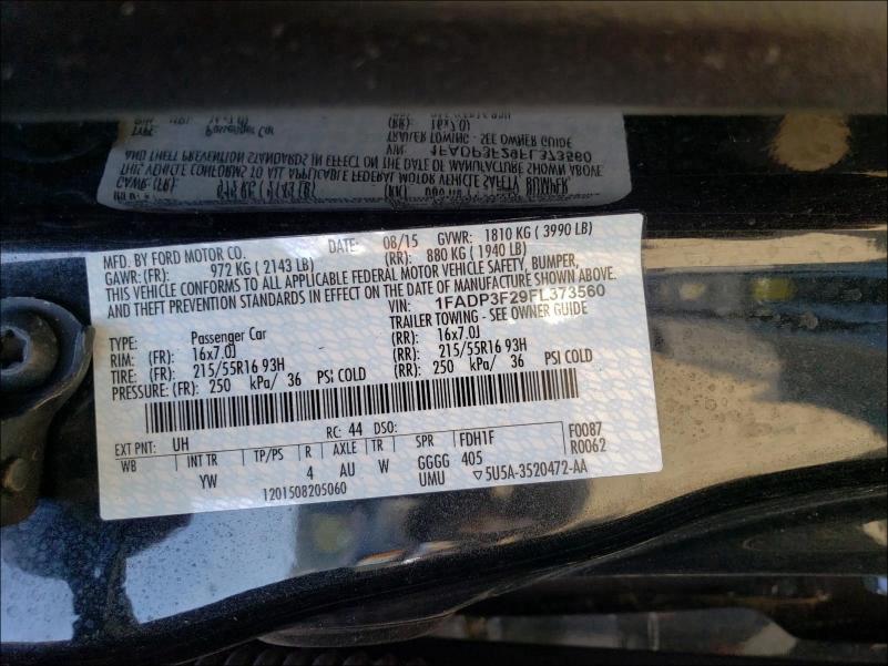 Photo 9 VIN: 1FADP3F29FL373560 - FORD FOCUS SE 