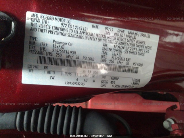 Photo 8 VIN: 1FADP3F29FL381125 - FORD FOCUS 