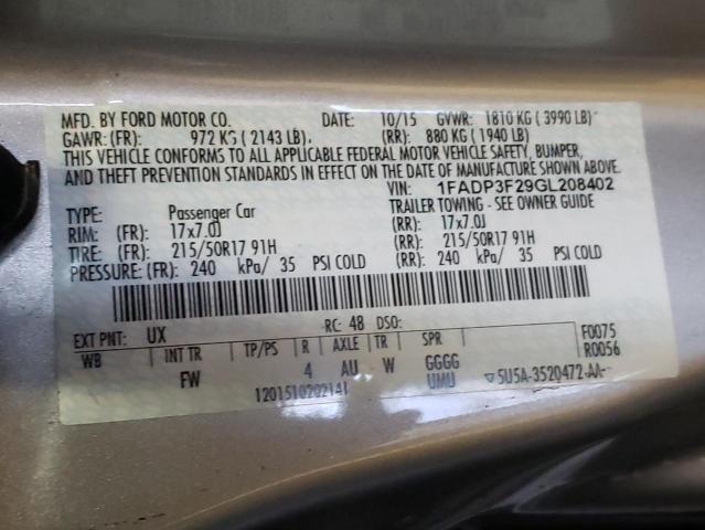 Photo 11 VIN: 1FADP3F29GL208402 - FORD FOCUS SE 