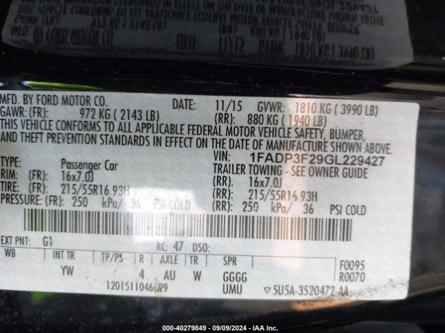 Photo 8 VIN: 1FADP3F29GL229427 - FORD FOCUS 