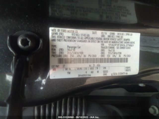 Photo 8 VIN: 1FADP3F29GL279681 - FORD FOCUS 