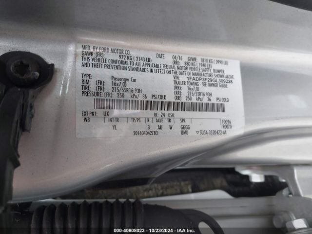 Photo 8 VIN: 1FADP3F29GL309228 - FORD FOCUS 