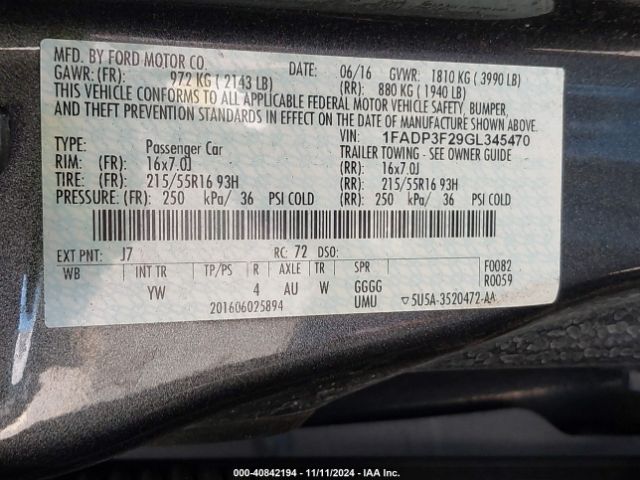 Photo 8 VIN: 1FADP3F29GL345470 - FORD FOCUS 