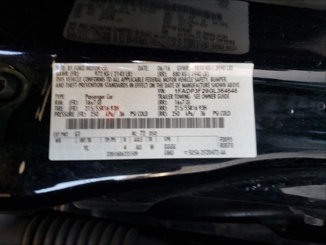 Photo 9 VIN: 1FADP3F29GL364648 - FORD FOCUS SE 