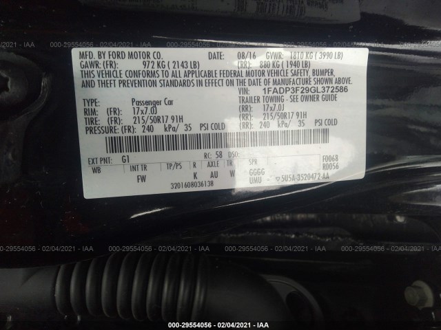 Photo 8 VIN: 1FADP3F29GL372586 - FORD FOCUS 