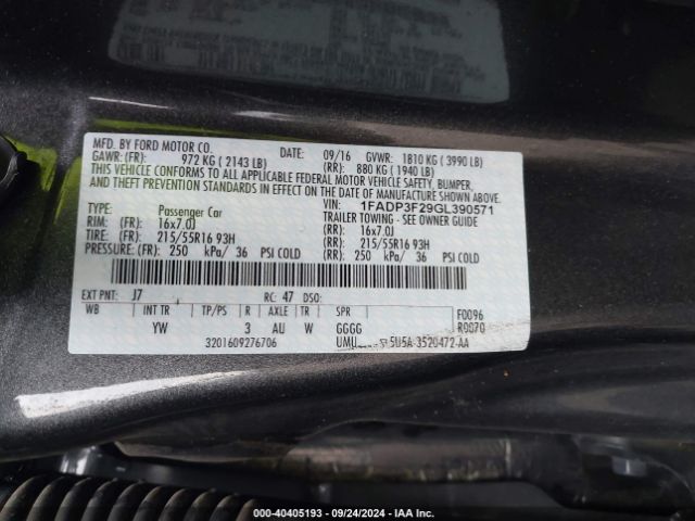 Photo 8 VIN: 1FADP3F29GL390571 - FORD FOCUS 