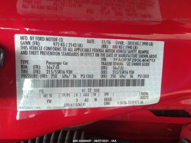 Photo 8 VIN: 1FADP3F29GL404713 - FORD FOCUS 