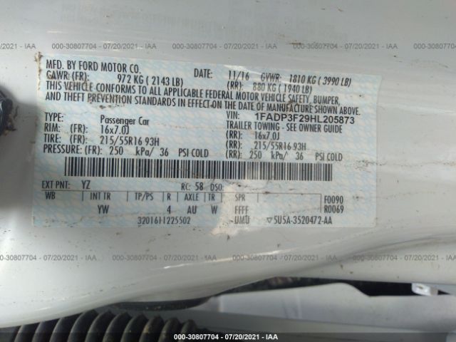 Photo 8 VIN: 1FADP3F29HL205873 - FORD FOCUS 