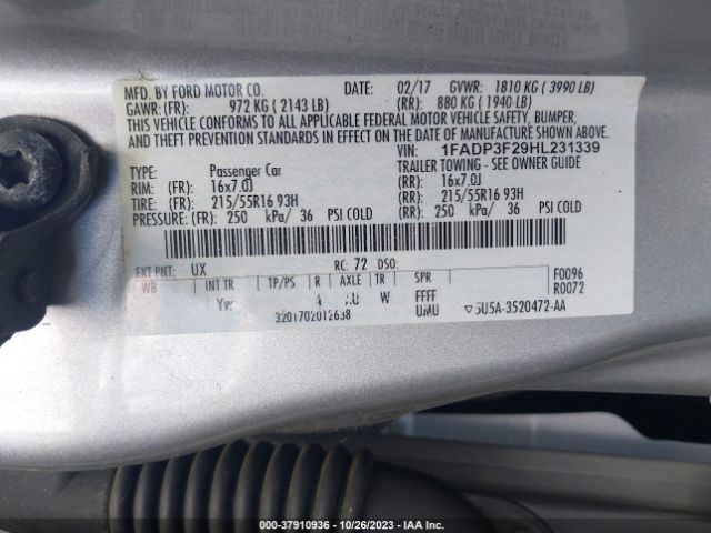 Photo 8 VIN: 1FADP3F29HL231339 - FORD FOCUS 