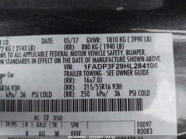 Photo 8 VIN: 1FADP3F29HL284106 - FORD FOCUS 