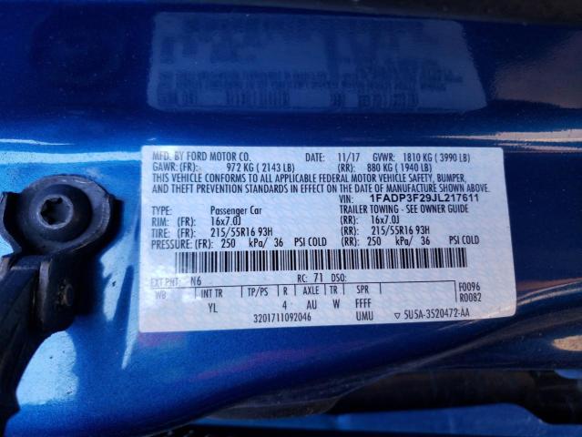 Photo 12 VIN: 1FADP3F29JL217611 - FORD FOCUS 