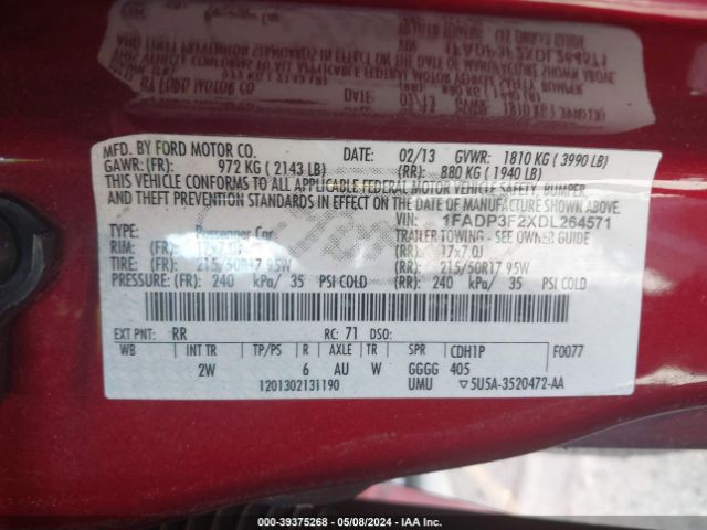 Photo 8 VIN: 1FADP3F2XDL264571 - FORD FOCUS 