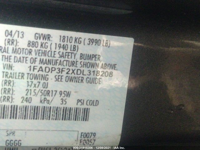 Photo 8 VIN: 1FADP3F2XDL318208 - FORD FOCUS 