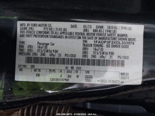 Photo 8 VIN: 1FADP3F2XDL333579 - FORD FOCUS 