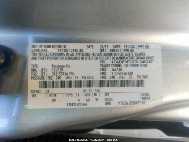 Photo 8 VIN: 1FADP3F2XDL349247 - FORD FOCUS 