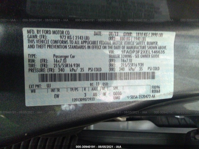 Photo 8 VIN: 1FADP3F2XEL146635 - FORD FOCUS 