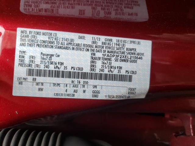 Photo 9 VIN: 1FADP3F2XEL215646 - FORD FOCUS SE 