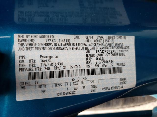 Photo 9 VIN: 1FADP3F2XEL338511 - FORD FOCUS SE 