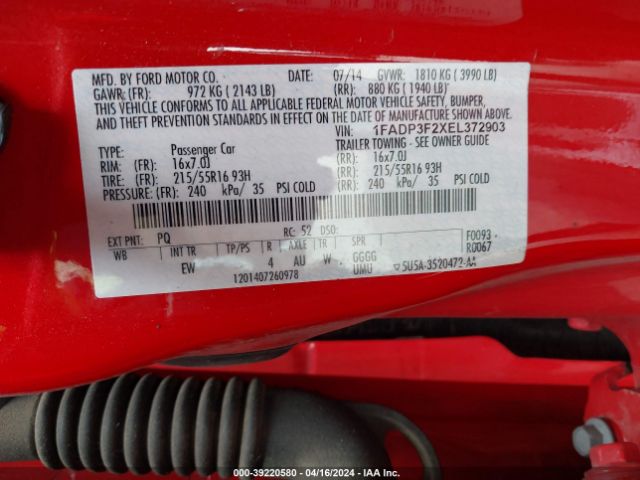 Photo 8 VIN: 1FADP3F2XEL372903 - FORD FOCUS 