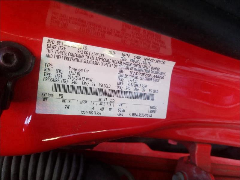 Photo 9 VIN: 1FADP3F2XEL444280 - FORD FOCUS SE 